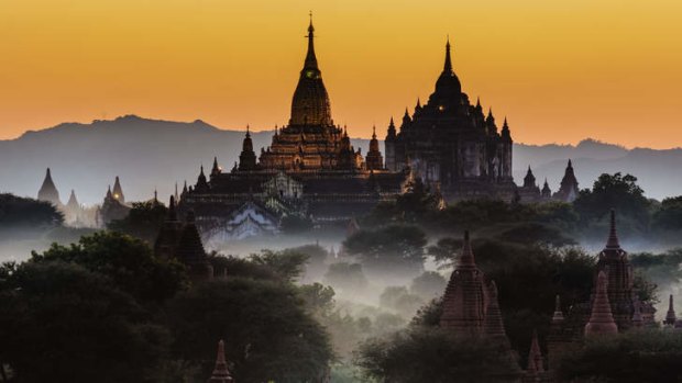 The ornate temples of Myanmar provide a stunning backdrop.