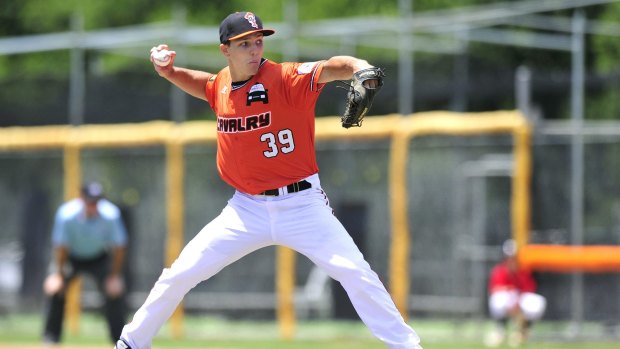 Canberra Cavalry pitcher Aaron Thompson threw six scoreless innings in Sunday's 3-0 win against the Melbourne Aces at the Narrabundah Ballpark.