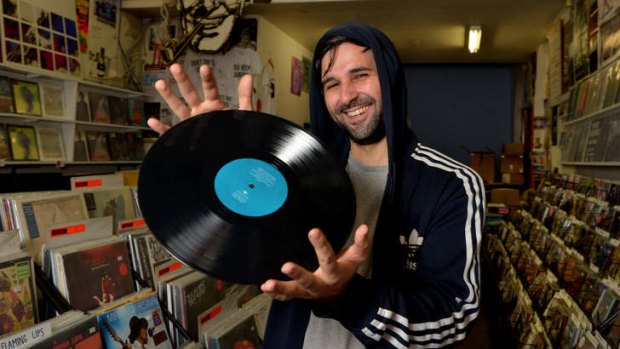Needle sharp: Simon Karis, of Polyester Records in Fitzroy, is gearing up for the third Saturday of April.