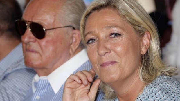National Front leader Marine Le Pen with her father, party founder Jean-Marie Le Pen.