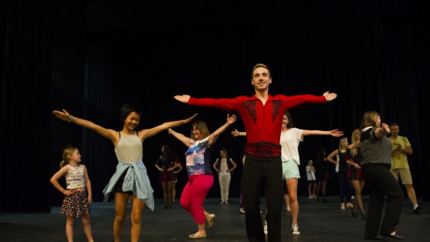 News
Members of the Lord of the Dance troupe teach Irish dancing to competition winners at the Canberra Theatre on Tuesday afternoon.

(L-R) Eva (5), Natalie (13), Michelle, and Liana (16) Hart, Melany Laycock, with head dancer, Cathal Keaney. 

6 October 2015
Photo: Rohan Thomson
The Canberra Times