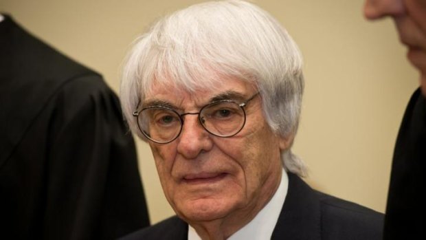 Bernie Ecclestone, the 83-year-old controlling business magnate in Formula One racing, waits for the first day of his trial for bribery to start in Munich.