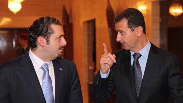 New era ... having blamed Syria for the assassination of his father in Beirut in 2005, the new Lebanese Prime Minister, Saad al-Hariri, left, put the unresolved murder behind him to meet the Syrian President, Bashar al-Assad in Damascus on Saturday.