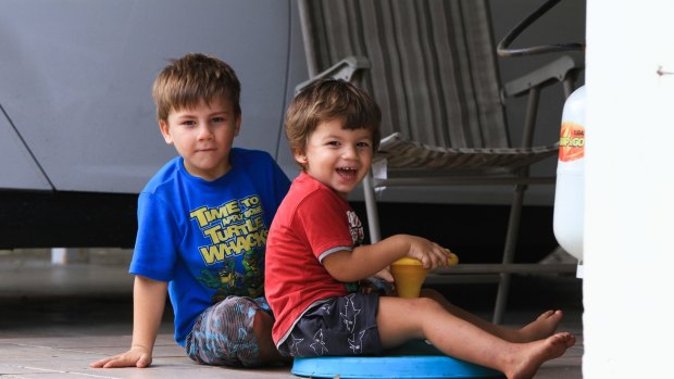 Lauretta and Nev Grasso are staying in Cungulla, south of Townsville, with their boys Sam and Toby.