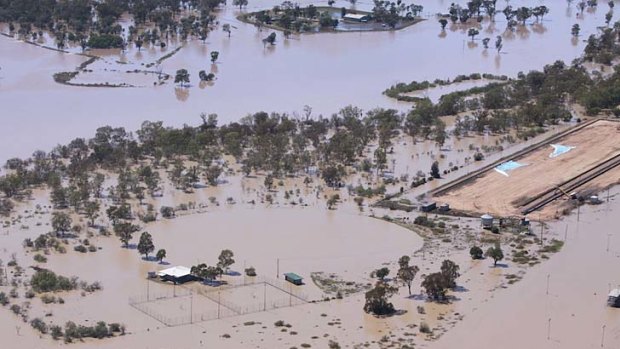 Flooded ... people have been urged to flee Moree.