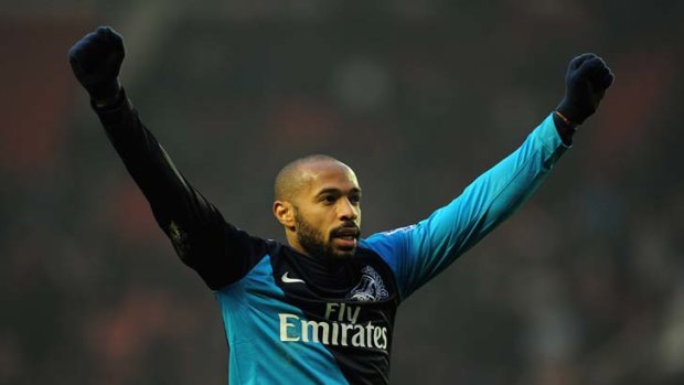 Thierry Henry celebrates Arsenal's win against Sunderland.