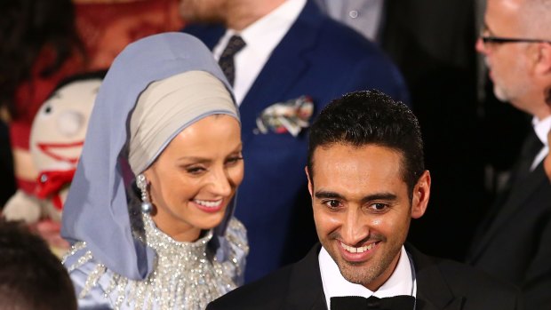 Waleed Aly and Susan Carland arrive at the Logies. Aly paid tribute to his wife in his Gold Logie acceptance speech.