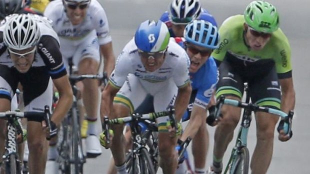 Staying put: SImon Gerrans, centre, has signed a new three-year deal with Orica-GreenEdge