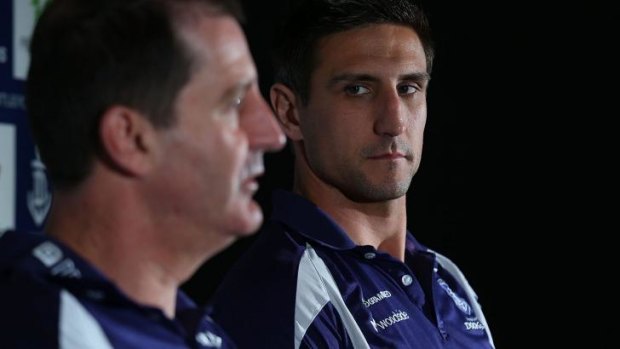 On a mission: Ross Lyon and Matthew Pavlich of the Dockers.