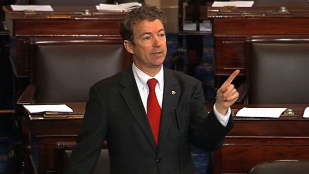 Rand Paul, R-Ky. speaking on the floor of the Senate on Capitol Hill in Washington.