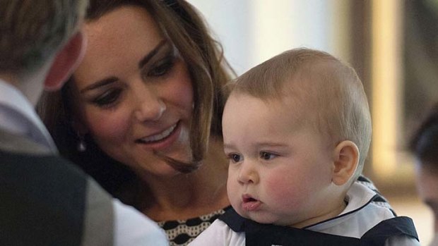 Prince George with Catherine, Duchess of Cambridge.