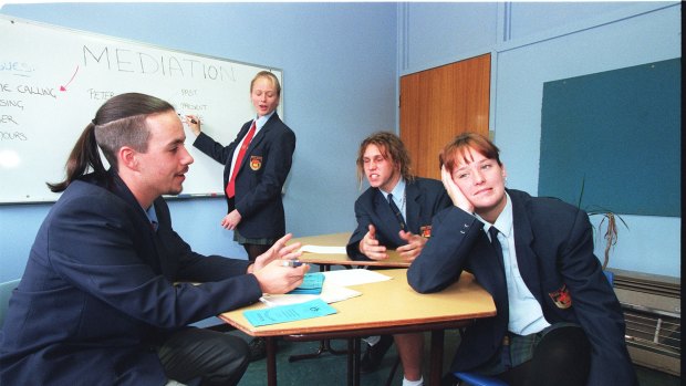 Students at Peter Board High school in the 1990s.