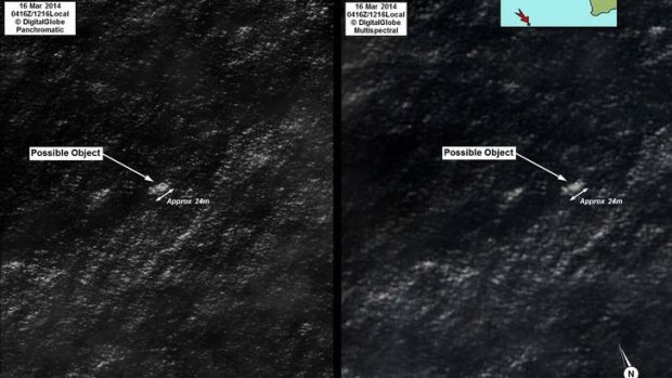 Satellite imagery provided to AMSA of possible debris from MH370.