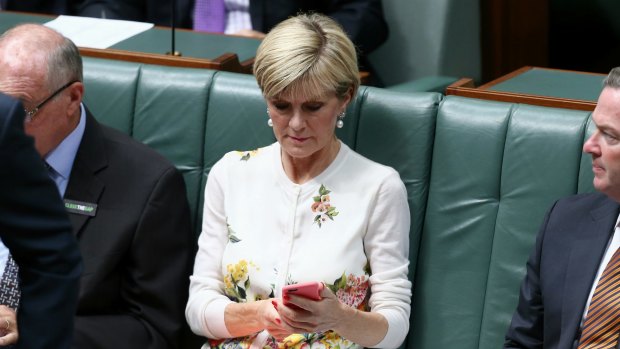 Foreign Affairs Minister Julie Bishop during Question Time on Wednesday.