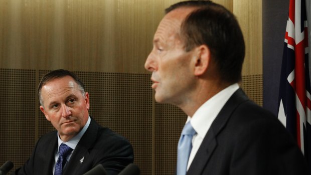 John Key, left, has a lot of positive assessments of his term as New Zealand prime minister, while Tony Abbott never grew out of his opposition mentality while in the top job here.