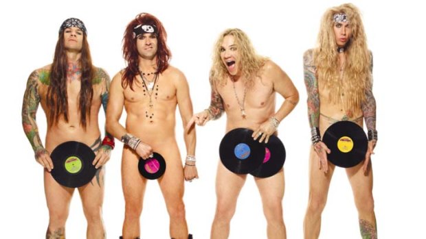 Undressed for success ... Steel Panther are (from left) Stix Zadinia, Satchel, Michael Starrand and Lexxi Foxx.