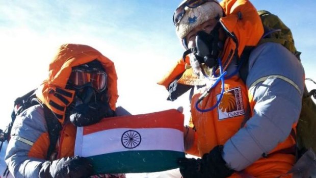 Lioness heart ... Indian mountaineer Poorna Malavath (left), 13, becomes the youngest female to reach the summit of Mount Everest.