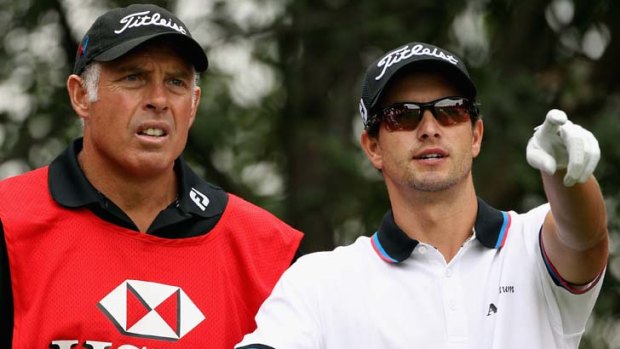 Can you dig me out of this hole? &#8230; Adam Scott and Steve Williams at the World Golf Championship event in Shanghai.