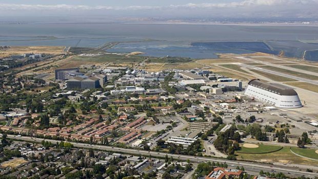 The grey line of buildings above California highway 101 is NASA Research Park on the space agency's Silicon Valley campus, and the new US home for a Canberra tech start-up,