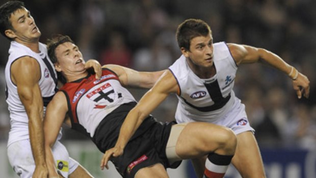 Alex Sillvagni (right) in NAB Cup game against St. Kilda.