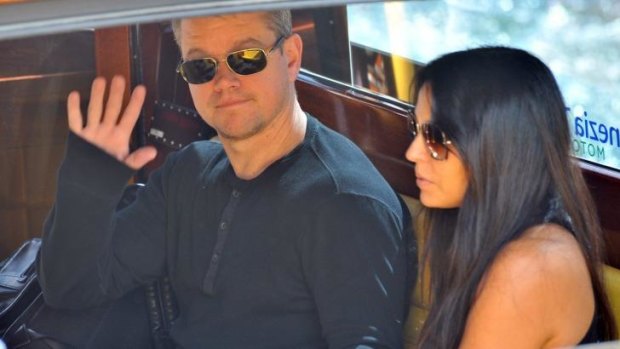 Clooney's friend Matt Damon arrive at Venice for the wedding.