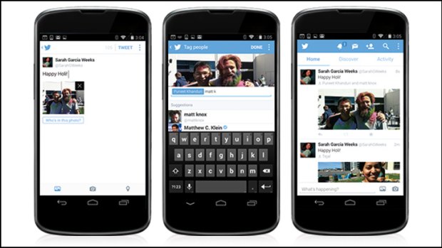 Twitter users will now be able to tag up to 10 others in photos they upload.