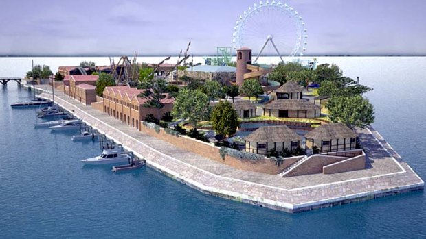 An artist's impression of the planned themed park on San Biago in the Venice lagoon.