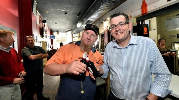 Andrews shares a beer in Ballarat.