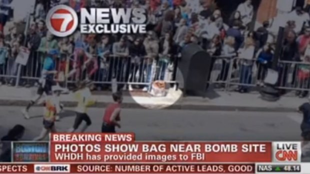 WHDH-TV says it has passed footage on to investigators of a what appears to be a bag on the footpath where one of the Boston Marathon bombs went off.