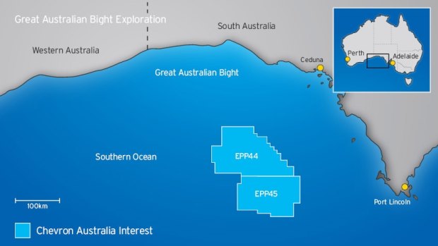 Chevron's exploration blocks were located 300 kilometres west of Port Lincoln.