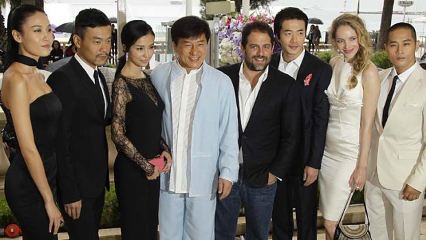 Jackie Chan with his cast of 'Chinese Zodiac" actors at the 65th international film Festival in Cannes, southern France.