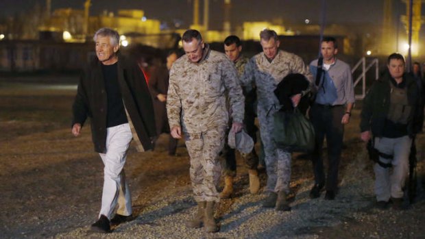 US Defense Secretary Chuck Hagel arrives in Afghanistan for his first visit as Pentagon chief.