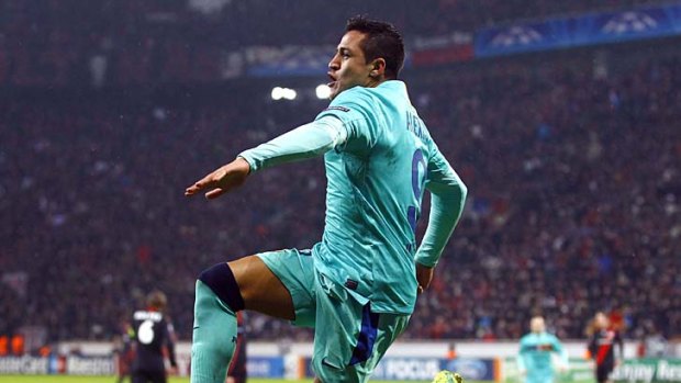 Jump for joy: Alexis Sanchez celebrates a goal.