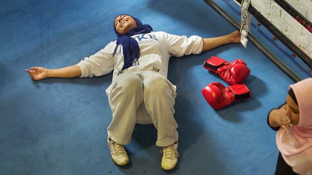 Iman Abdulhai relaxes after a tough session in the ring.