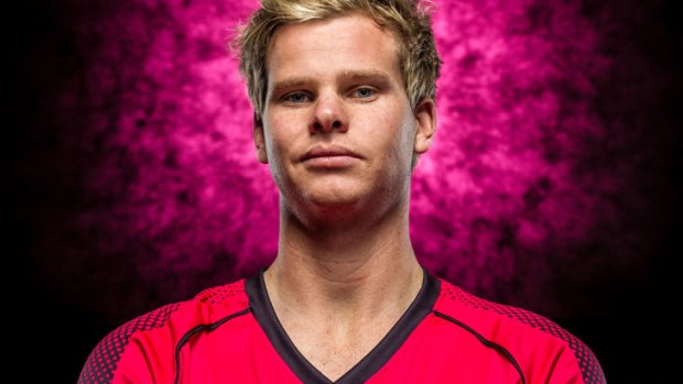Steve Smith poses for his Sydney Sixers Big Bash protrait in August 2012.