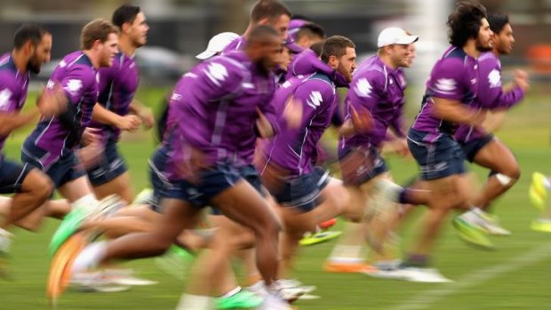 Chasing consistency: Storm players prepare for Saturday's clash with the Bulldogs. 
