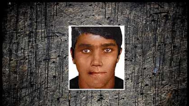A composite of a man wanted for questioning in a suspicious scrub fire that started yesterday in the Melbourne suburb of Ivanhoe inset over a scene at Churchill, where an arrest has been made by arson investigators.