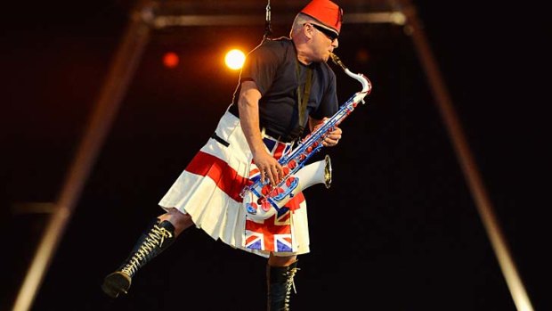 Lee Thompson of Madness performs during the closing ceremony at the London Olympic Games.