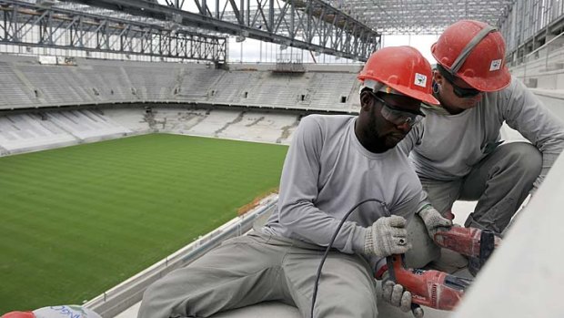 Construction work on the Arena da Baixada in Curitiba this week.