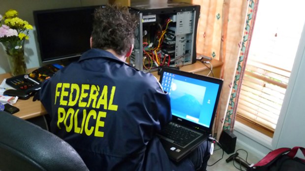 Federal police have seized child-abuse data from computers.