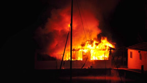 Going, gone  ... Nathan Brown's Dolans Bay home goes up in flames last Sunday.