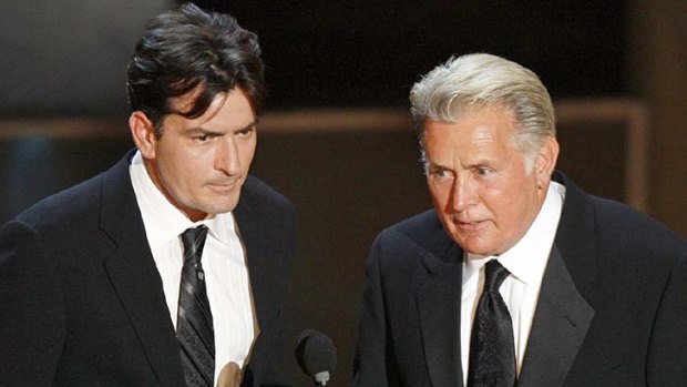 Close ... Charlie Sheen and his father, Martin, at the Emmy Awards in 2006.