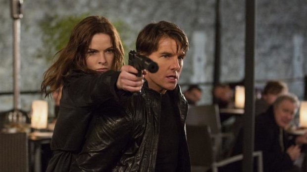 Tom Cruise with Rebecca Ferguson in <i>Mission Impossible: Rogue Nation</i> have a 22-year age gap. 