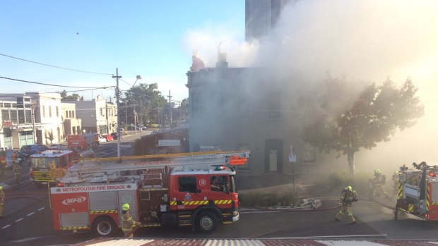 The scene on the corner of Perrins and Park streets in South Melbourne.