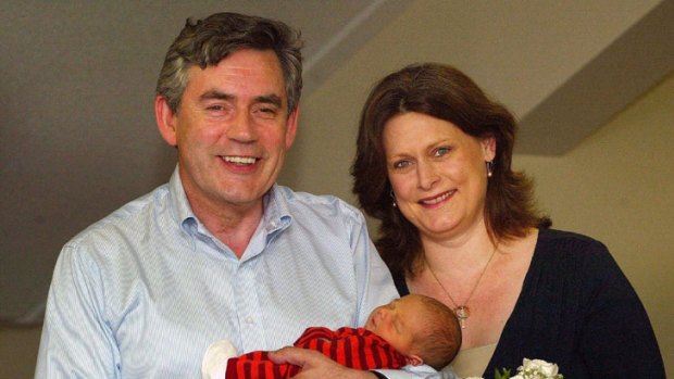 Gordon Brown and his wife Sarah with their baby son Fraser, who was born with cystic fibrosis