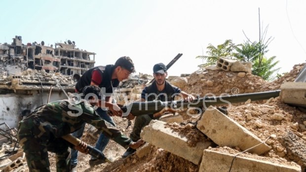 Members of anti-regimist Faylaq al-Rahman attack Assad regime forces in East Ghouta, Syria. 