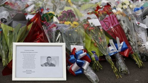 Tributes: flowers for Drummer Lee Rigby.