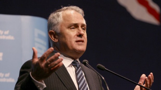 Impassioned: Malcolm Turnbull defends his stance at the state Liberal conference in Perth yesterday.