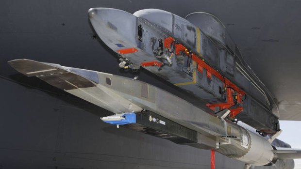 US Air Force photo shows the X-51A WaveRider hypersonic flight test vehicle.