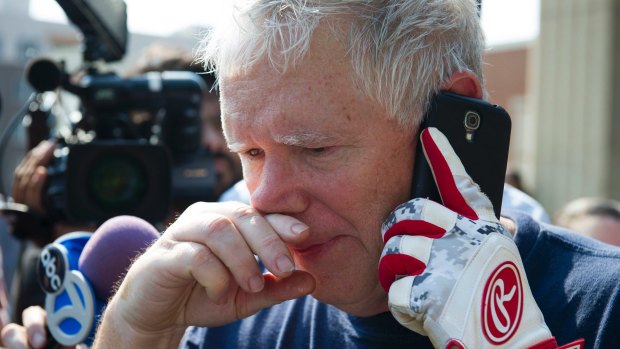 Representative Mo Brooks, still in his baseball gear, after the shooting.